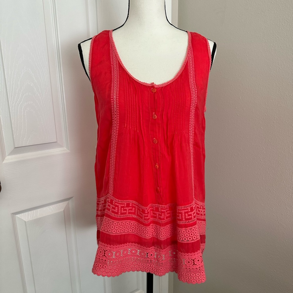 Johnny Was Coral Sleeveless Blouse - Picture 2 of 7